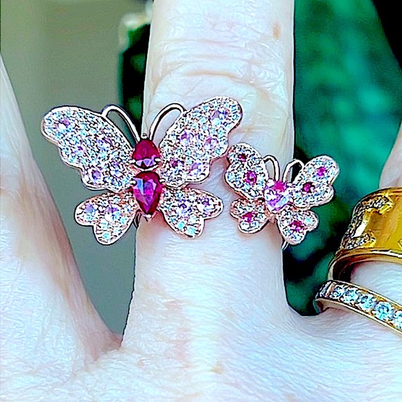 Effy ruby sapphire and diamond butterfly ring - Picture 7 of 14
